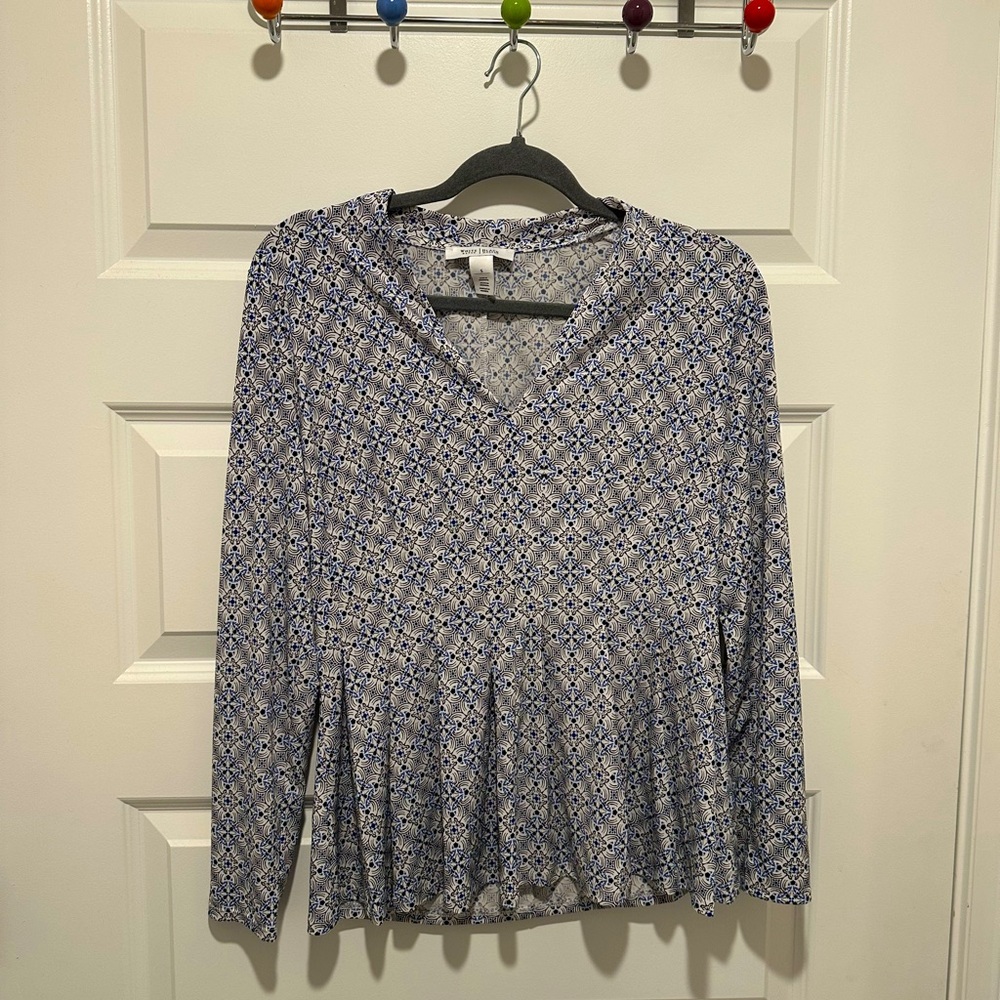 Blue Patterned Women's Top